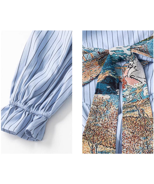 Stripe Sailor Bow Tiered Dress