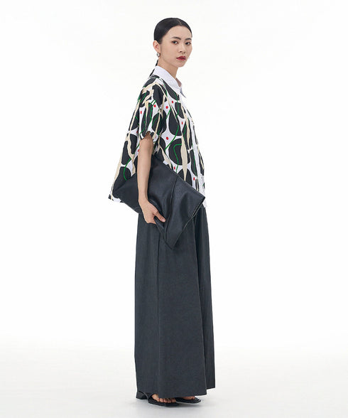 Contrasting Print Blouse