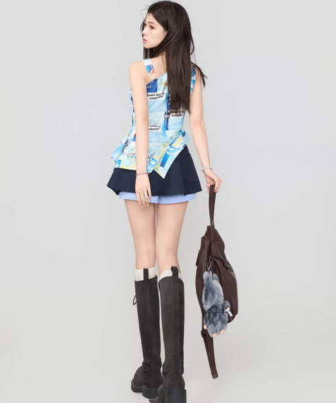 Gallery Print Drape Top