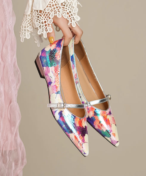 Floral Pointed Buckle Flat