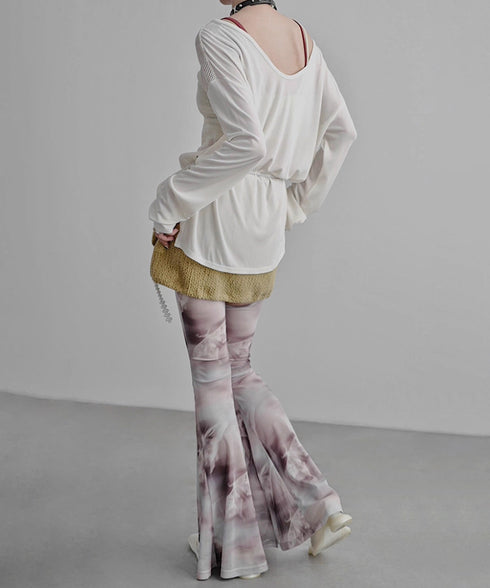 Mesh Suspender Flared Pants