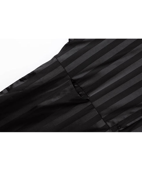 Stand Collar Silky Drape Dress