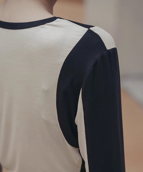 Neutral Color Blocking Top