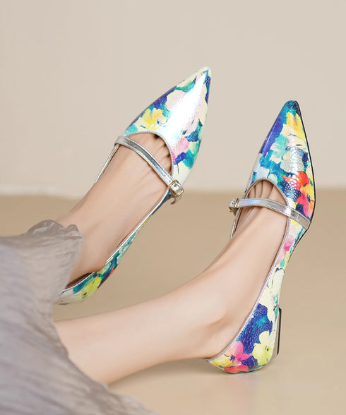 Floral Pointed Buckle Flat