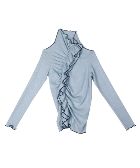 Ruffle Spiral Highneck Top