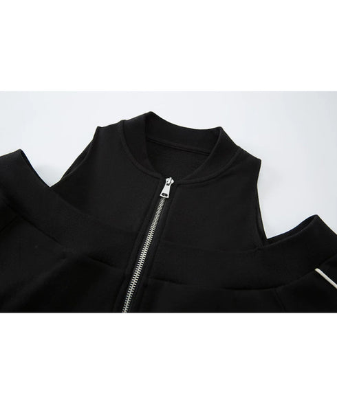 Open Shoulder Zip Top