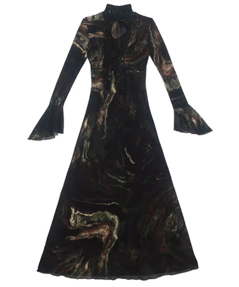 Marble Sheer Flare Dress