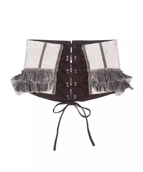 Layered Frill Lace-Up Corset Belt