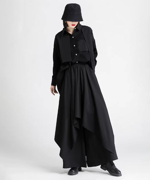 Draped Wide Leg Pants