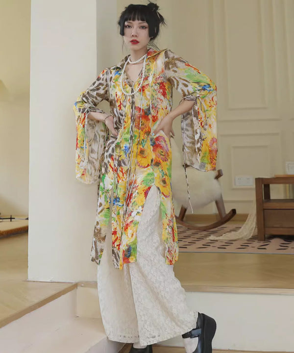 Floral Leopard Long Blouse