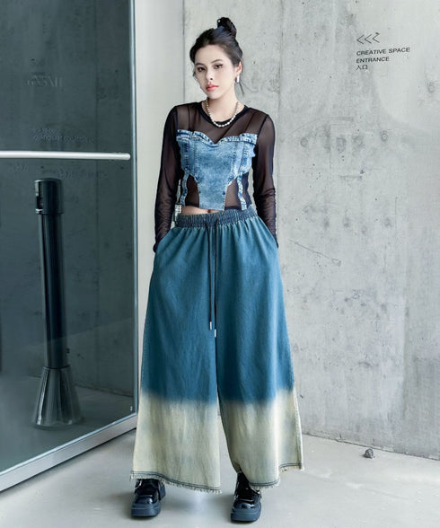 Gradient Contrast Color Denim