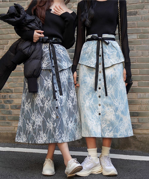 Layered Panel Check Wrap Skirt