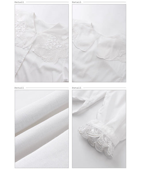 Embroidered Bird Collar Blouse