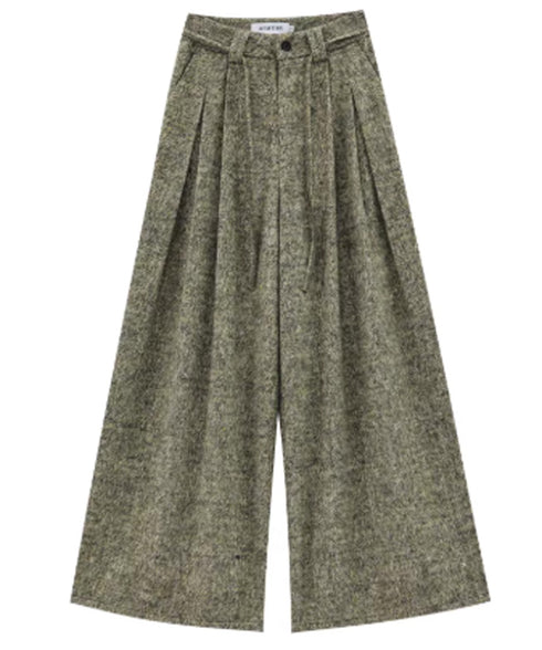 Tweed Tuck Wide Slacks