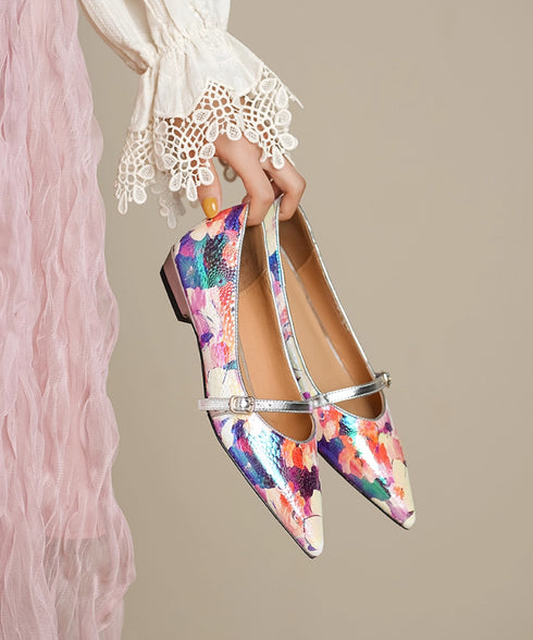 Floral Pointed Buckle Flat