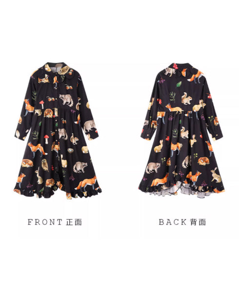 Forest Animal Printed Dress