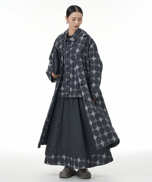 Dot Jacquard Long Coat
