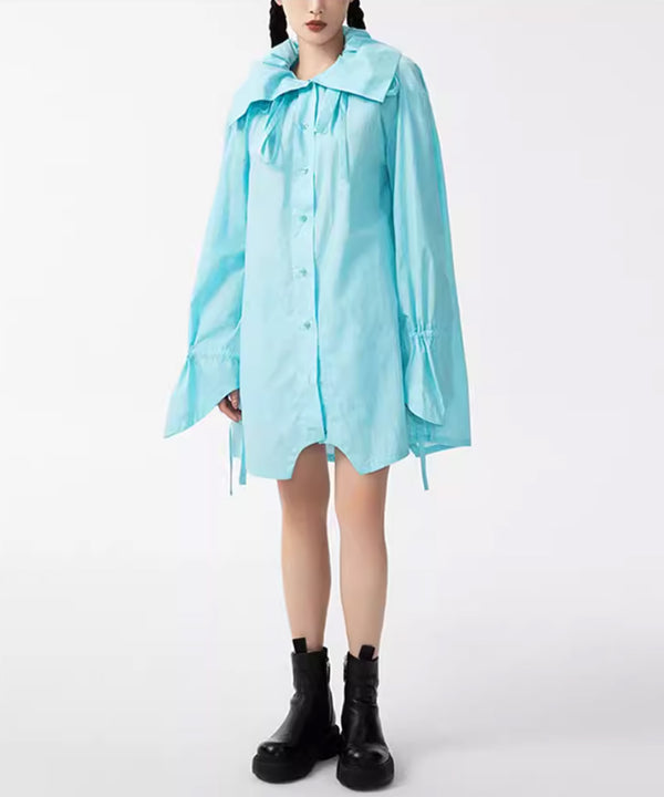 Ribbon Collar Tunic Blouse