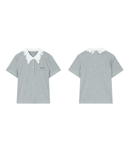 Lace Heart Polo Top