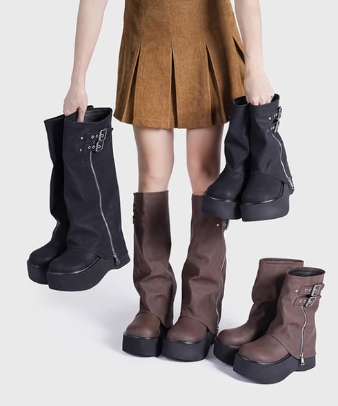 Zip Design Cover Boots