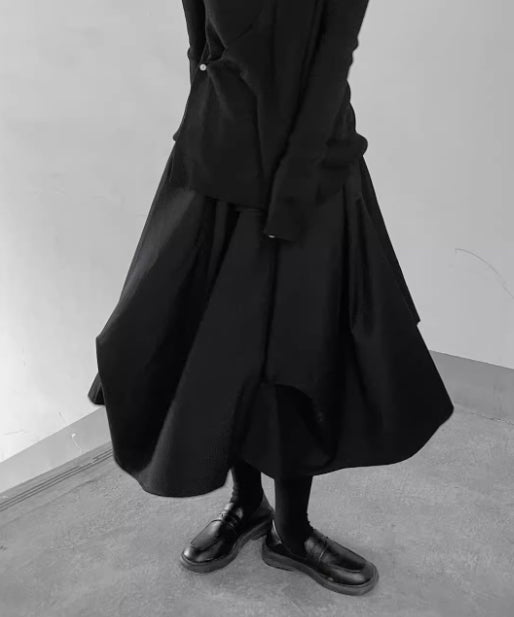 Layered Draped Midi Skirt