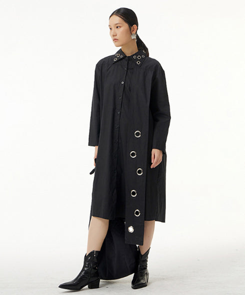 Grommet Strap Shirt Dress