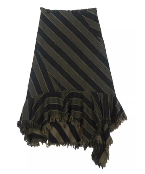 Diagonal Striped Denim Skirt