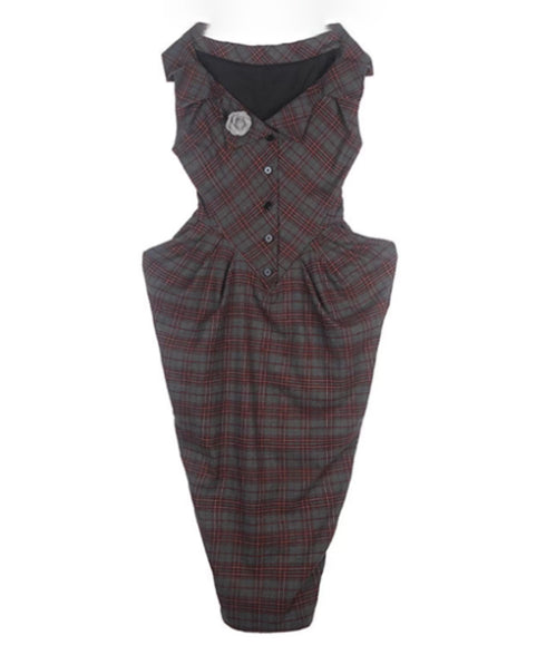 Plaid Draped Corset Dress