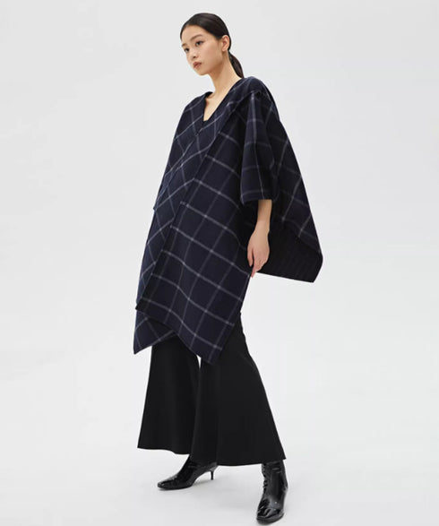 Diagonal Stripe Cape Coat