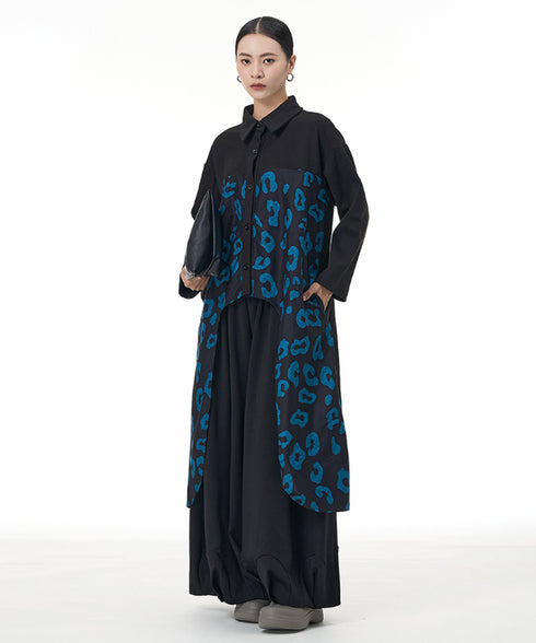 Leopard Panel Long Blouse