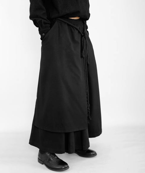 Layered Irregular Wide Pants