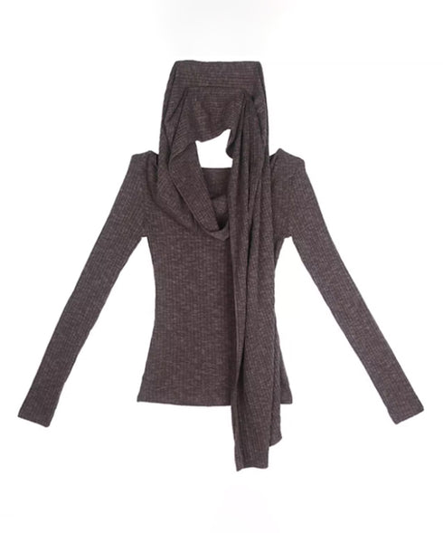 Hooded Rib Drape Top