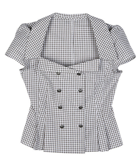 Grid Line Panel Blouse