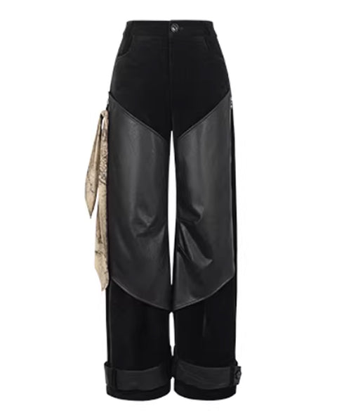 Coated Panel Wide Leg Pants