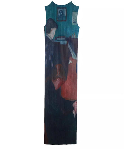 Painting Motif Sleeveless Dress