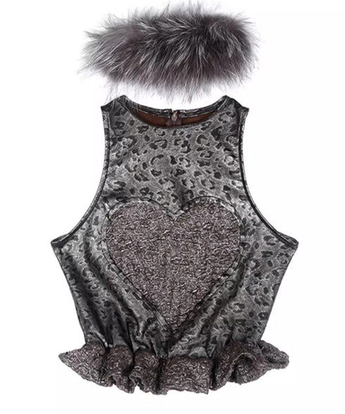 Heart Peplum Top & Collar