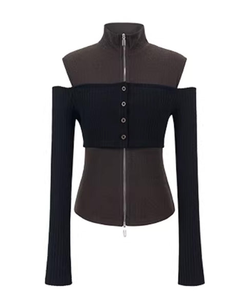 Layered Zip Rib Top