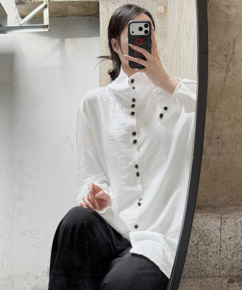 Column Button Long Blouse