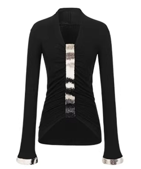 Fur Trim Gather Line Top