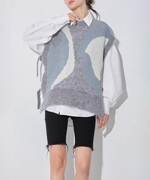 Ribbon Patchwork Faux Leather Jacket