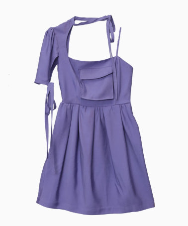 Asym Shoulder Pocket Dress