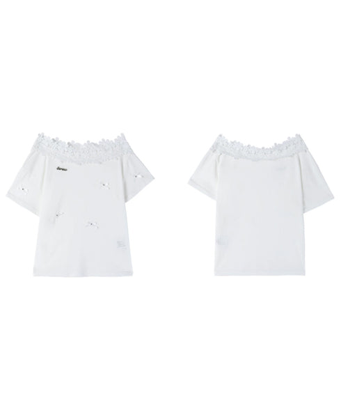 Lace Blossom Shoulder Tee