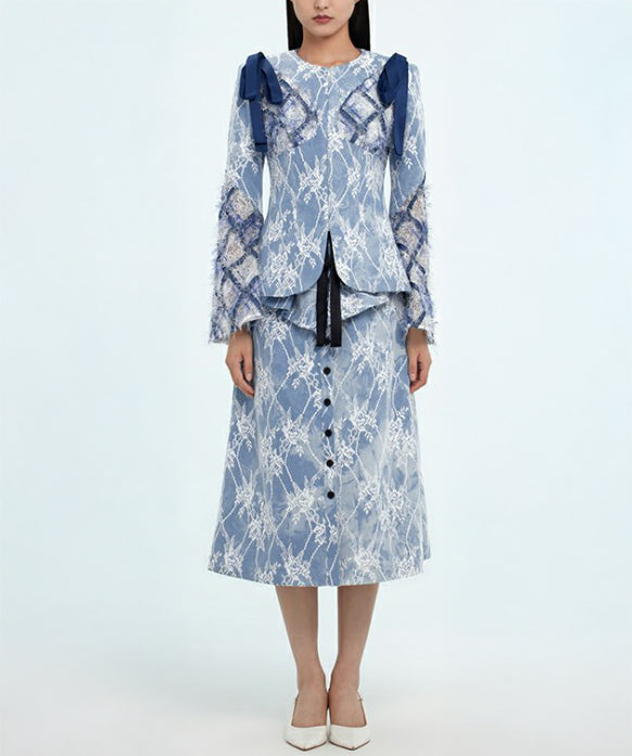 Lace Overlay Ribbon Jacket