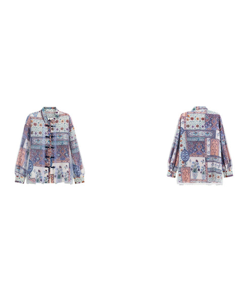 Mosaic Veil Toggle Blouse