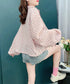 Mesh Bloom Zip Cardigan