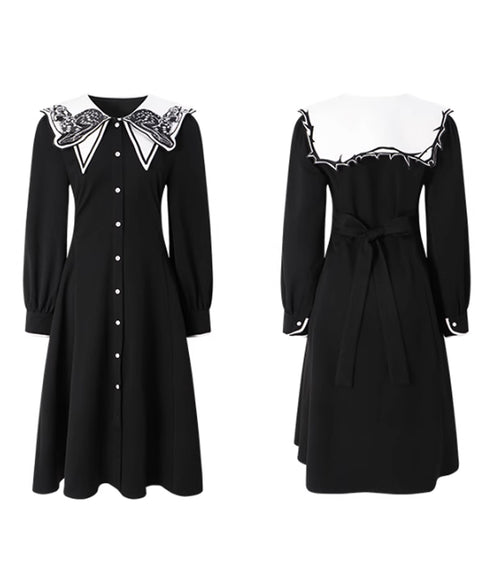 Deer Embroidery Collar Dress