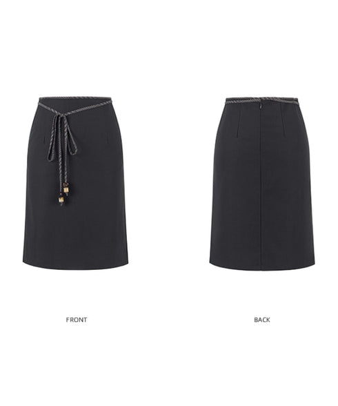Braided Belt Straight Skirt