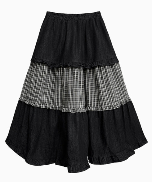 Check Layer Tier Skirt