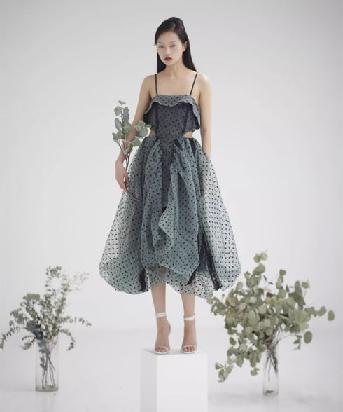 Hollow Waist Polka Dot Tutu Dress