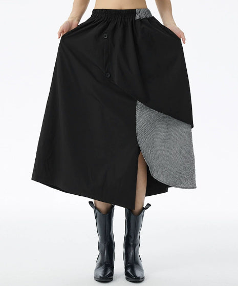 Layered Button Design Skirt